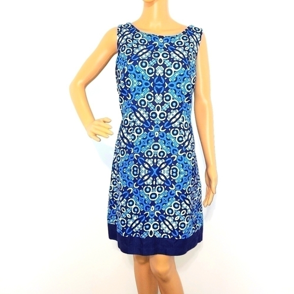 Just Taylor blue printed dress - Picture 1 of 6